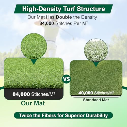Beautist 5x4FT Dual-Turf Golf Hitting Mat with Stance Alignment Line, Shock Absorption, Indoor & Outdoor Use