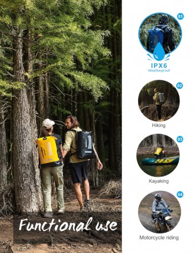 IDRYBAG Waterproof Backpack 20L Dry Bag for Kayak, Hiking, Floating - Black