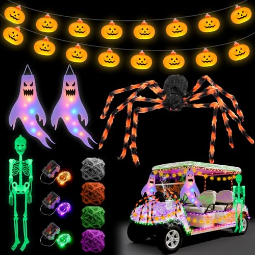Halloween Glow in Dark Golf Cart Decoration Kit - 12 Pieces for Festive Outdoor Decor