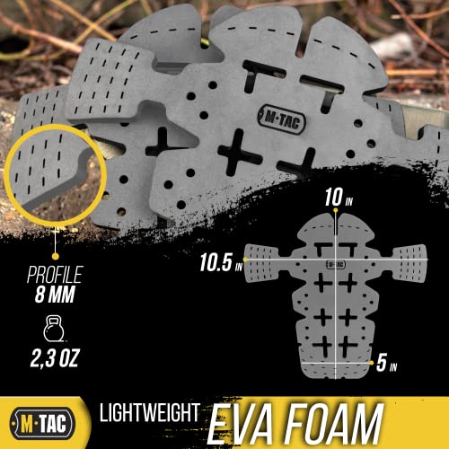 M-Tac Knee Pad Inserts Gray - Memory Foam Support for Construction & Tactical Pants (2 PCs)