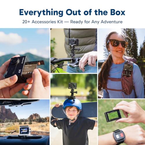 4K Waterproof Action Camera with 128GB MicroSD Card & Accessories Kit