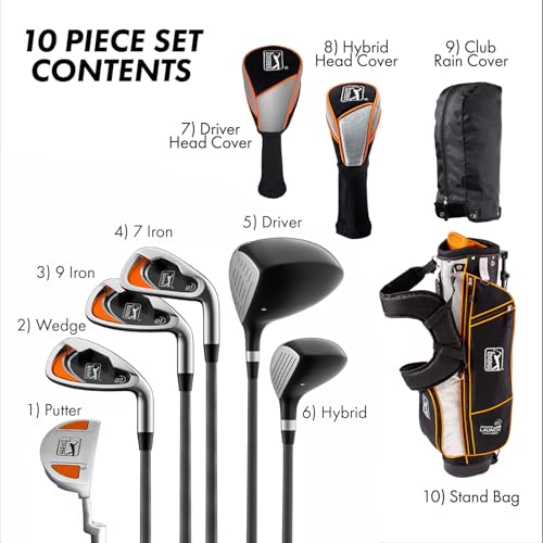 Official PGA TOUR Junior Golf Club Set for Ages 12-17, 10-Piece Right-Handed Package