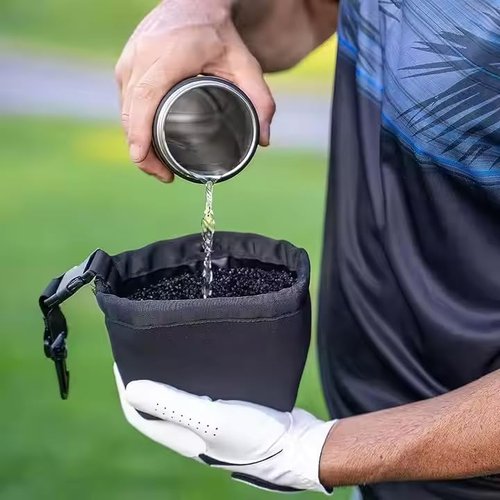 Portable Golf Club & Ball Cleaning Pouch, Waterproof Liner, Groove Cleaner, Easy Clip-On, Machine Washable, Durable Design (Olive Green)