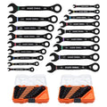 18-Piece Combination Ratcheting Wrench Set with SAE and Metric Sizes