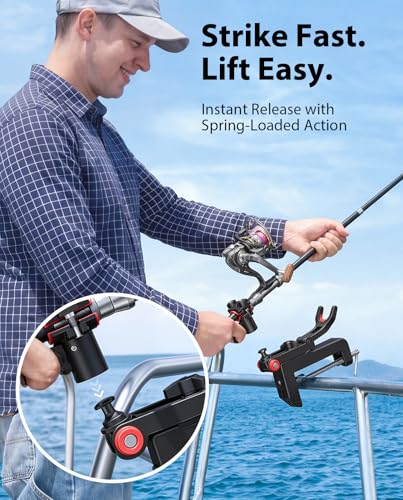 Eyoyofishcam 4-Pack Clamp-On Fishing Rod Holders for Boat Canoe Dock - Heavy-Duty, Quick-Release, 360° Rotation