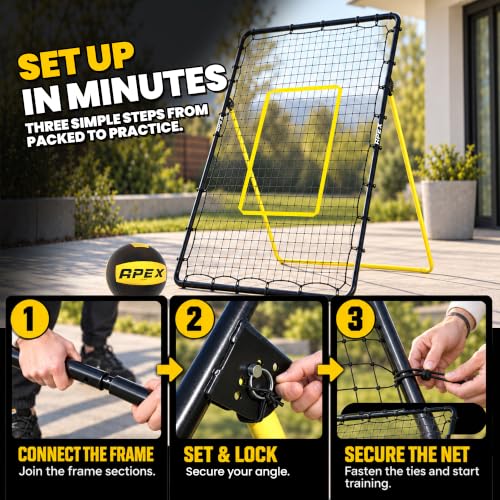 Apex Sports Volleyball Rebounder - Adjustable 7x4 ft Training Net for Practice