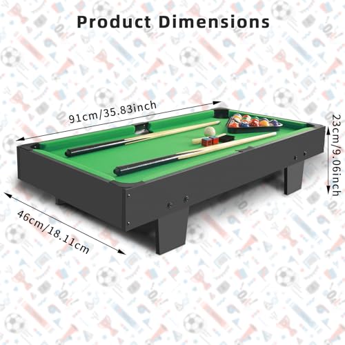 36 Inch Portable Mini Pool Table with Accessories for Home Entertainment