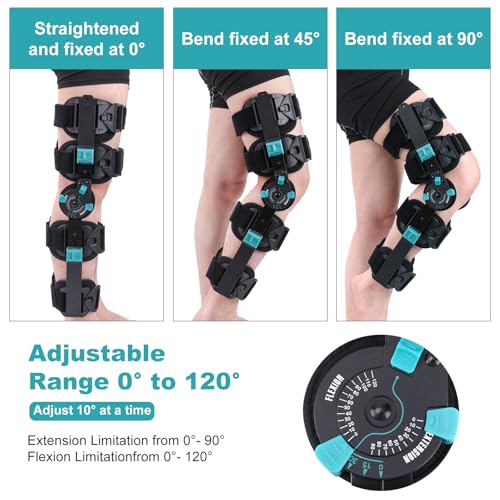 Mathgetin Hinged Post-Op Knee Brace with Adjustable Range of Motion, Support for Arthritis and ACL Injuries