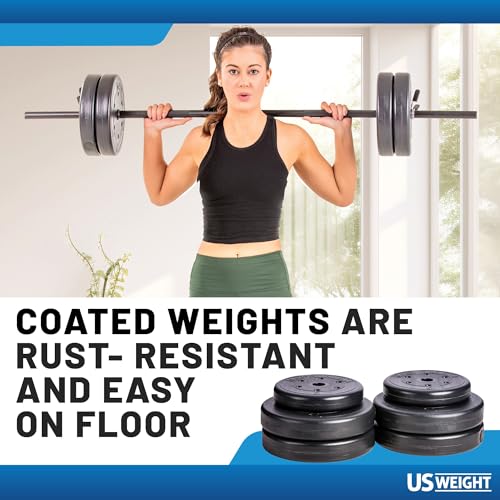 55LB Adjustable Barbell Weight Set for Home Gym Strength Training – Made in USA