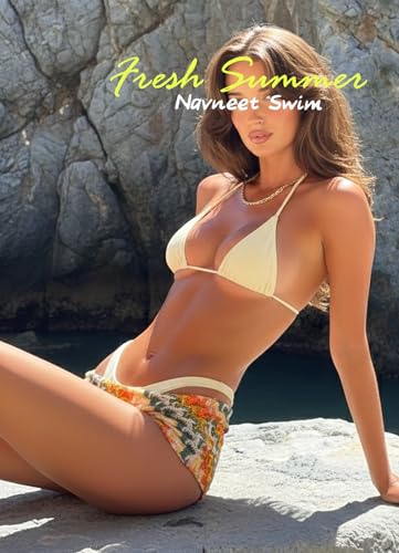 Women Halter String Triangle Bikini Top - Large Yellow Swimwear