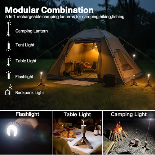 Outask Collapsible Camping Lantern with 720° Rotation & Magnetic Tripod - Military Green