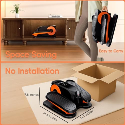 Under Desk Elliptical Machine for Seniors - Quiet Portable Pedal Exerciser with Remote and 12 Speeds