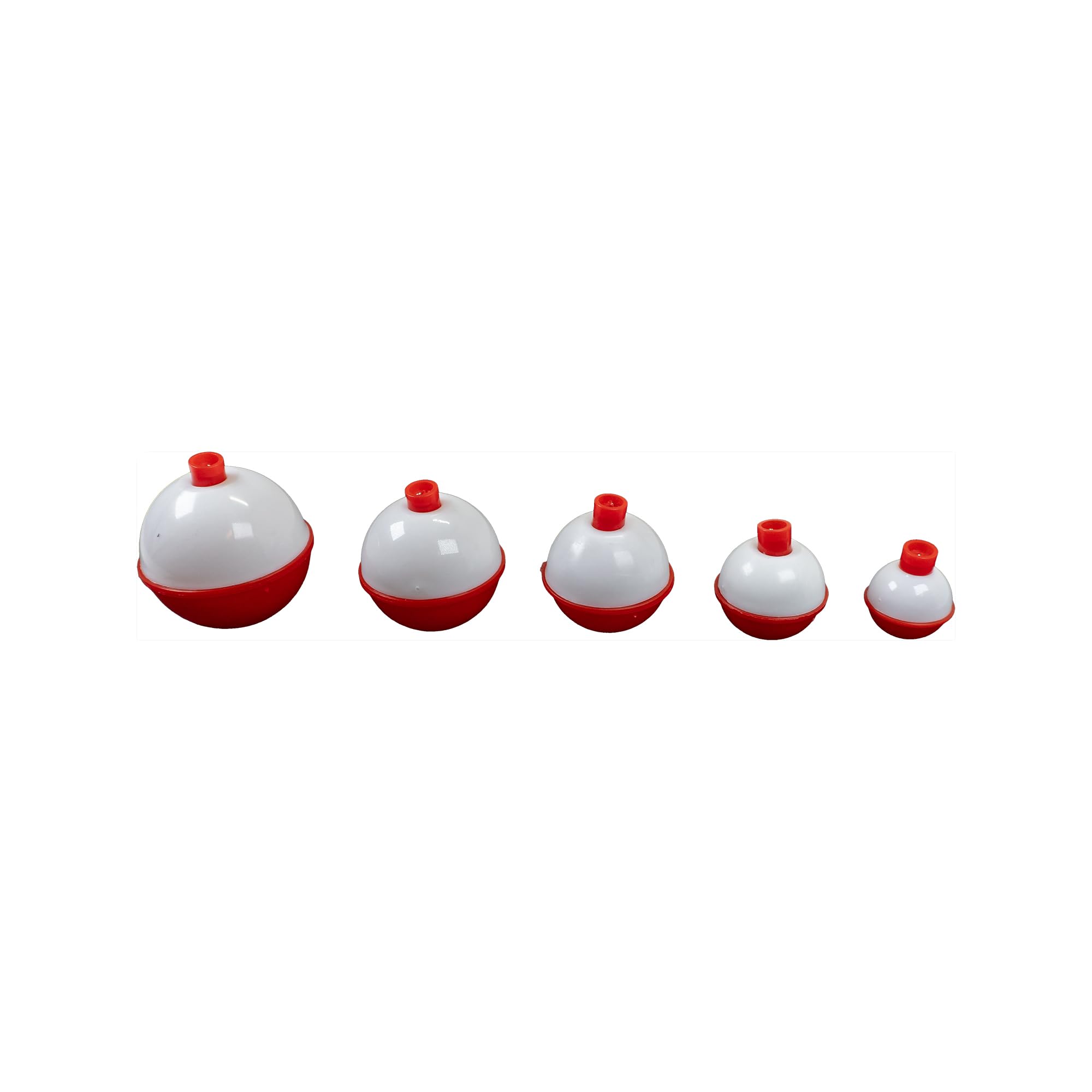 DeLong Lures Red and White Snap-On Fishing Bobbers – 15 Pack, 5 Sizes for Panfish, Bass, Trout, and Kids