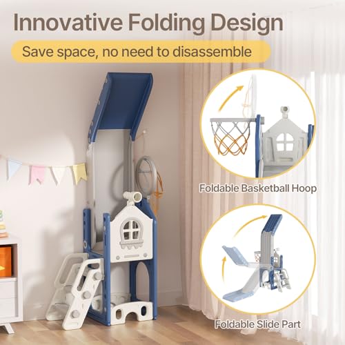 BIERUM 6-in-1 Toddler Indoor & Outdoor Playset Blue for 1-3 Year Olds
