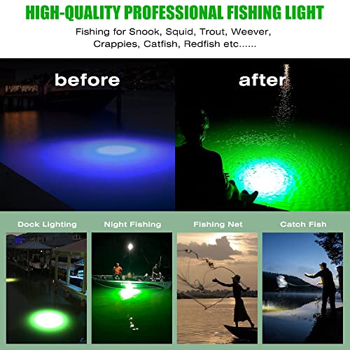 HUSUKU Green FS0-3 Underwater Fishing Light for Kayak & Marine Use 12V/110V