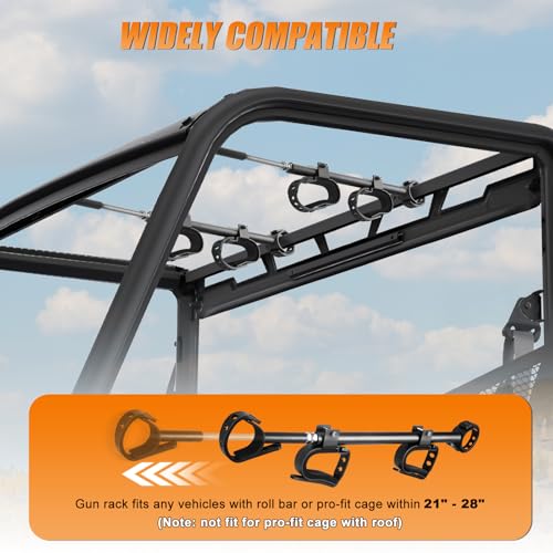 UTV Gun Rack Holder Adjustable Overhead Mount for 21-28 Inch Roll Bars