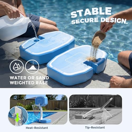Pool Volleyball & Basketball Set - White-Blue 2-in-1 Inground Pool Game