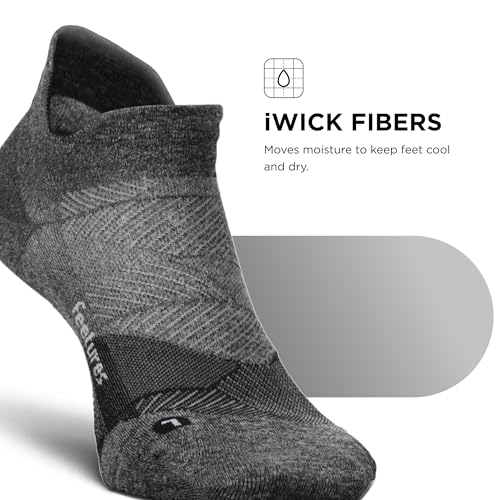 Feetures Elite Ultra Light No Show Tab Ankle Sock Large Gray 1 Pack