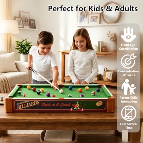 Raykeep 32-inch Green Mini Pool Table 2-in-1 Tabletop & Floor Billiard Game