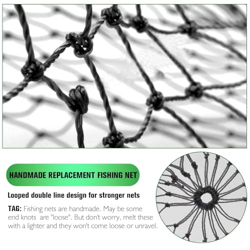 31.5 Inch Diameter Fishing Net Replacement - Black Nylon Mesh for Landing Nets