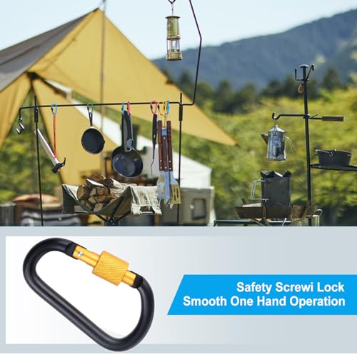 Multicolored Aluminum D Ring Key Rings Clips Locking Carabiner - Black and Orange
