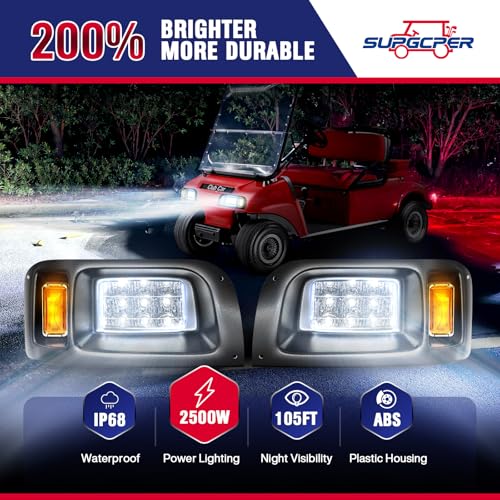 12V Golf Cart LED Light Kit for Club Car DS 1993-Up Street Legal Headlights & Taillights