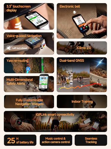 iGPSPORT BSC500 GPS Bike Computer with 3.3'' Touch Screen Voice Navigation - Variation BSC500