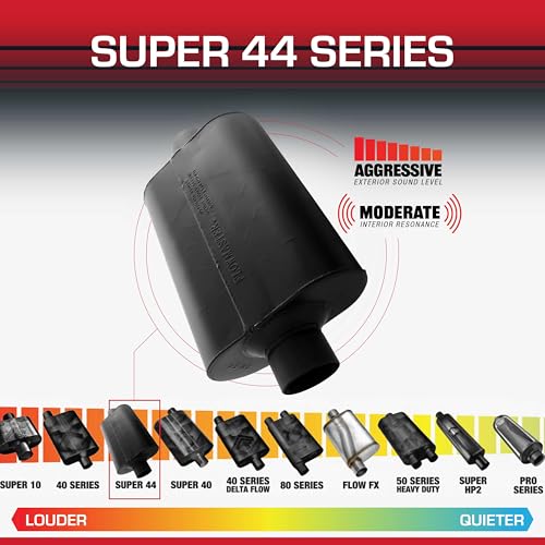 Flowmaster Super 44 Series Chambered Muffler - 3-inch Center In/Center Out, Aggressive Tone