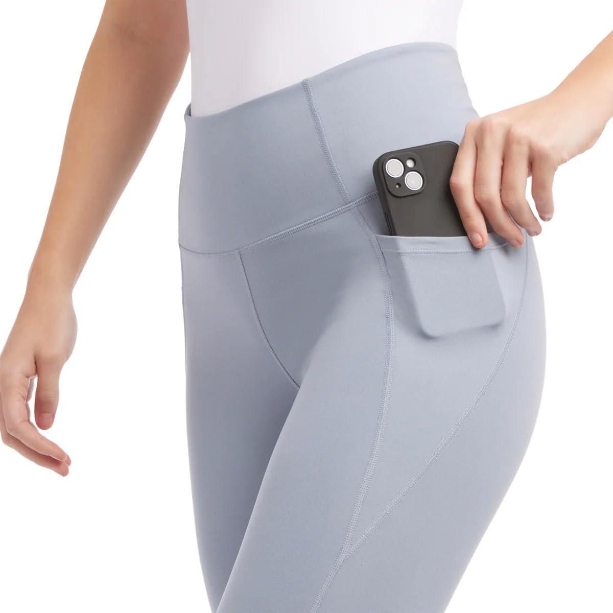 Danskin High-Rise Brushed Leggings, Side Pockets, Heavyweight (US, Alpha, Large, Regular, Regular, Nebula (Blue))
