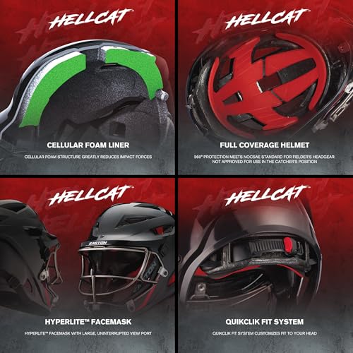 Large X-Large Softball Helmet with Face Mask - NOCSAE Certified Pitcher & Fielder Protective Gear - Black