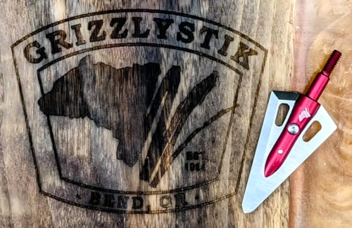 GRIZZLYSTIK Overkill Samurai Broadheads 150gr Razor Sharp Single Bevel Stainless Steel, Bone Breaking, 3 Pack