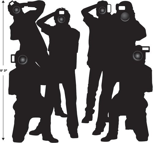 Beistle 2-Count Paparazzi Cutouts, Thin Printed Clear Plastic Hollywood Photographers Wall Backdrop Decorations, Awards Night Decor & VIP Celebrity Photo Prop for Parties, 5' 3"