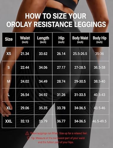Orolay High Waisted Resistance Band Leggings for Women, Full Length Black, Medium