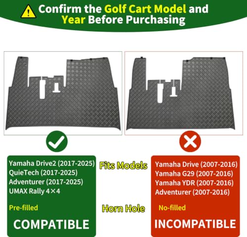 Black Trim Yamaha Drive 2 Golf Cart Floor Mat 2017-Up - Precise Fit, Anti-Slip