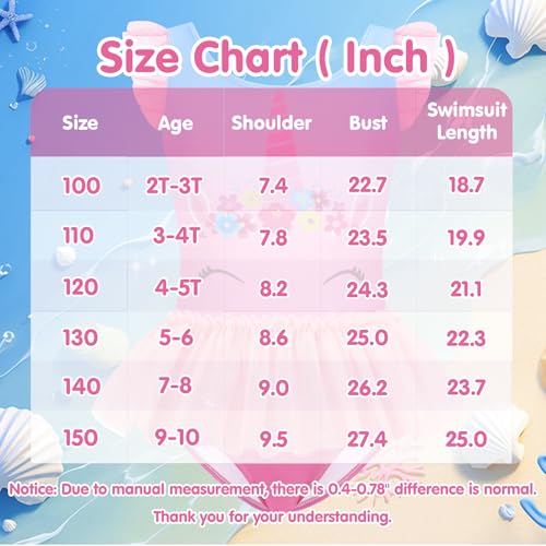 Girls One Piece Swimsuit - Princess Bathing Suit for 5-6 Years Dream Pink