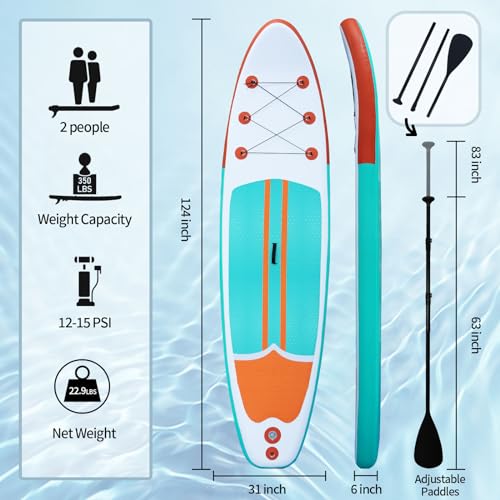 Inflatable Stand Up Paddle Board with Accessories - 10'4" Adult & Youth Water Sport Board