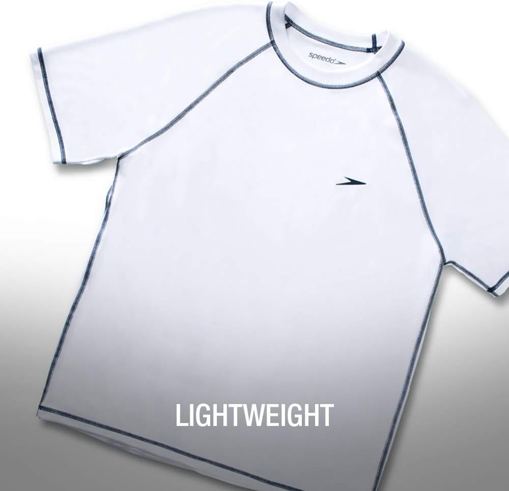 Speedo Men's UV Swim Shirt - Short Sleeve, Loose Fit, Comfortable Tee for Outdoor Activities
