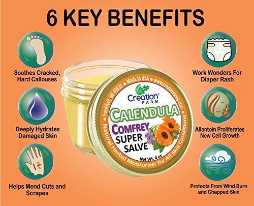 Calendula Comfrey Super Salve 4 Oz by Creation Farm — Herbal Balm for All Skin Types