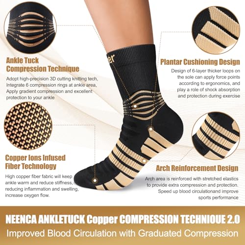 Professional Copper Compression Socks for Men & Women - Medium/High Copper 20-30 mmHg