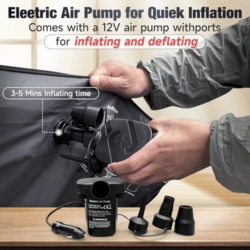 DikaSun Deep Black Back Seat Car Air Mattress for SUV & Van Camping Bed with Pump