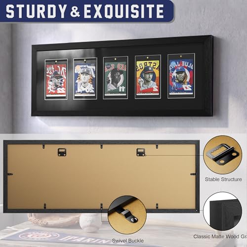 Sports Card Display Frame with Magnetic Card Holder & Tempered Glass - Holds 5 Cards