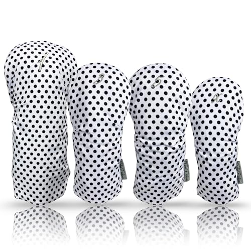 Taboo Fashion Women's Golf Club Covers Set Polka Dot White & Black - Pack of 4, Weatherproof & Numbered