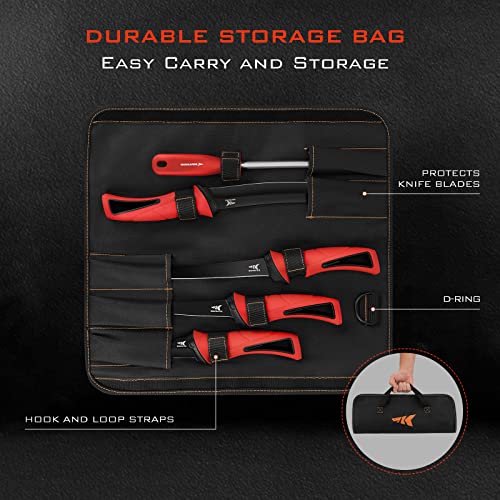 Fillet Knives Kit - 6-Piece Fishing Bait & Fish Filleting Knife Set with Sharp Blades