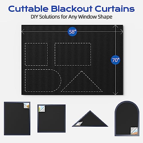 Blackout Curtains for Bedroom 70 x 58 Inches No Drill Portable Blackout Blinds - Black Variation