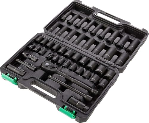 Amazon Basics 46-Piece 3/8-Inch Drive Socket Set with Storage Case, 13.1 x 9.7 x 3 in