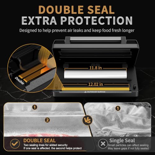 Stainless Steel Food Vacuum Sealer Machine for Dry and Moist Foods with Dual Heat Seal