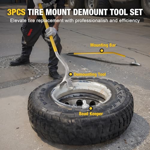 Yellow Jacket Cast Iron Heavy-Duty Tire Mount Demount Tool Set 22.5-24.5 Inch Compatible