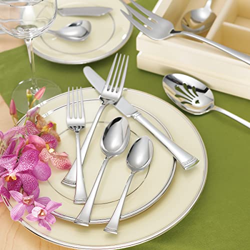 Lenox Portola 65-Piece Flatware Set for 12 - Elegant Stainless Steel Silverware