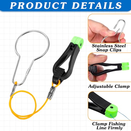Hollowfly 8 Pcs Fishing Downrigger Release Clips - Orange, 8.27 Inch Leader