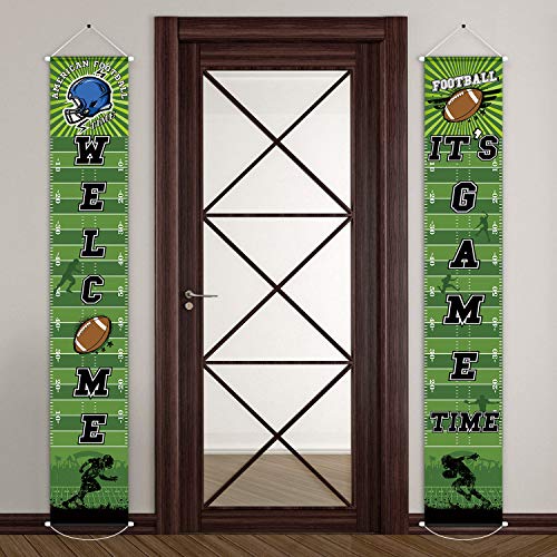 Football Field Banner Decorations Welcome & Match Time - 71x12 Inches, 2 Pack